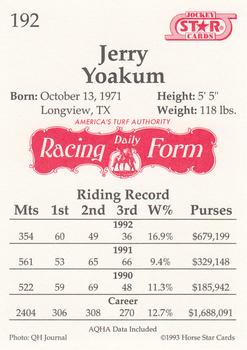 1993 Jockey Star #192 Jerry Yoakum Back